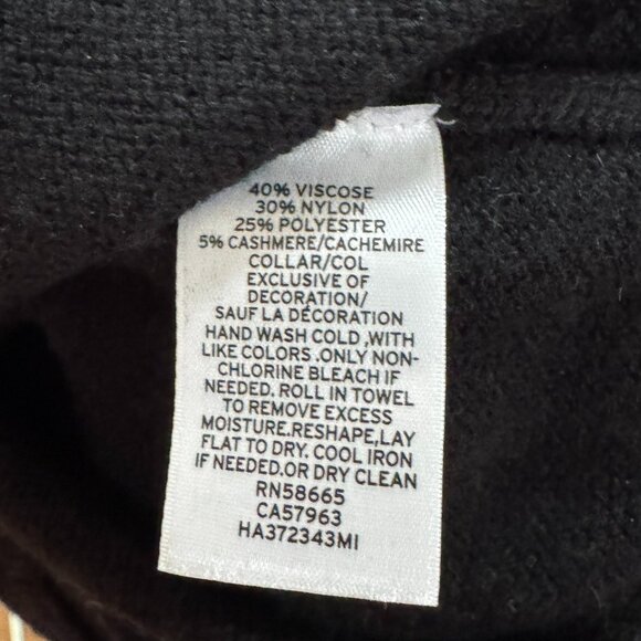 Halogen Women's Black Cold Shoulder Rhinestone Viscose Cashmere Blend Sweater M - Picture 13 of 13